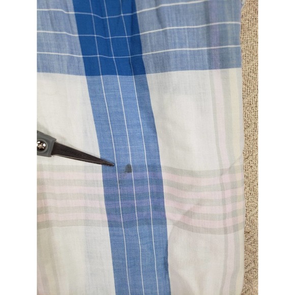 VTG St. John's Bay Shirt Mens LT Large Tall Blue/White Plaid Cotton Made In USA - Picture 12 of 13